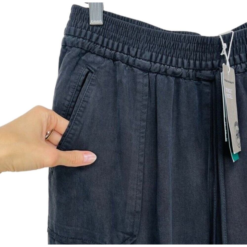 NWT H&M Cargo High Rise Pull On Pant Womens 6 Gray Stone Wash Lyocell Relaxed - Picture 4 of 11